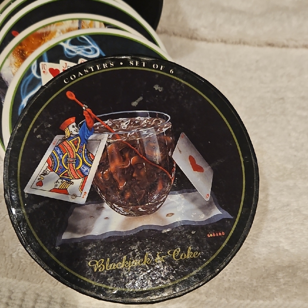Blackjack & Coke Coasters Set of 6